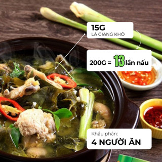 Lá giang khô sấy lạnh đã lựa cành, cọng thừa - Gói hút chân không 200gr, 500gr | LAS