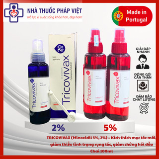  TRICOVIVAX  Minoxidil 5% 2%   – Giúp mọc tóc mới giảm thiểu tình trạng rụng tóc giảm chứng hói đầu chai 100ml 