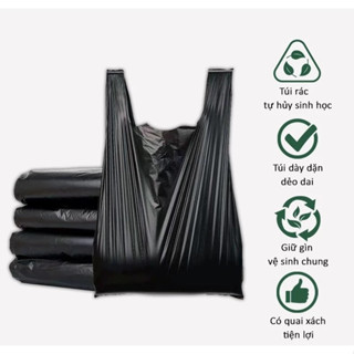 [1kg] Túi Nilon Đen Có Quai Đựng Rác, Túi Rác Tự Huỷ sinh học