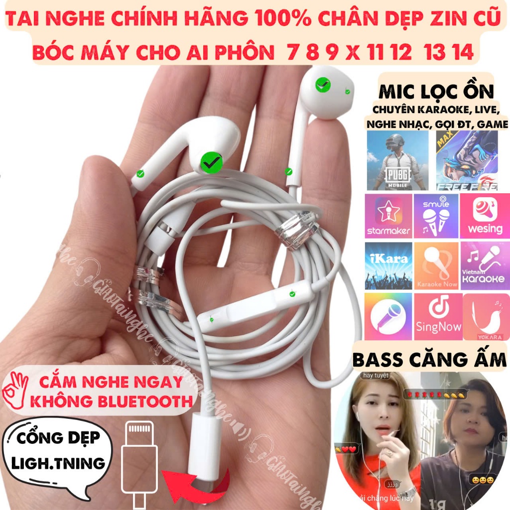 Tai nghe chân dẹt cho iPhone 7 đến 14