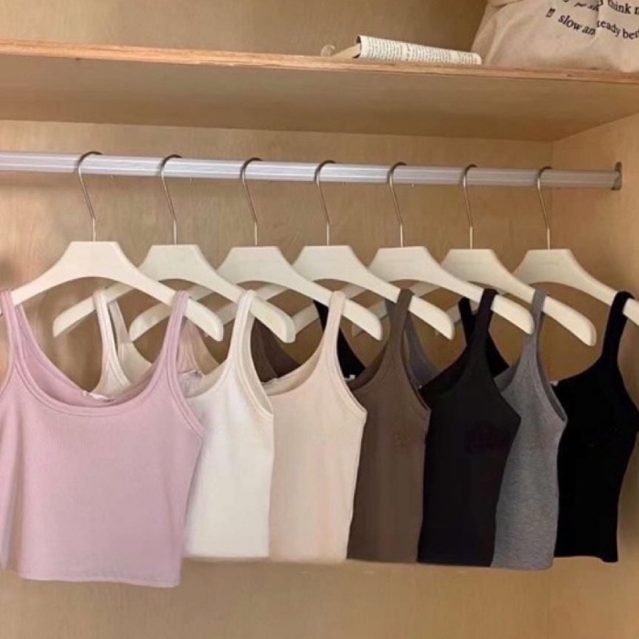 Áo thun 2 dây June crop thun gân trơn XONXEN TAMKY mã 804057