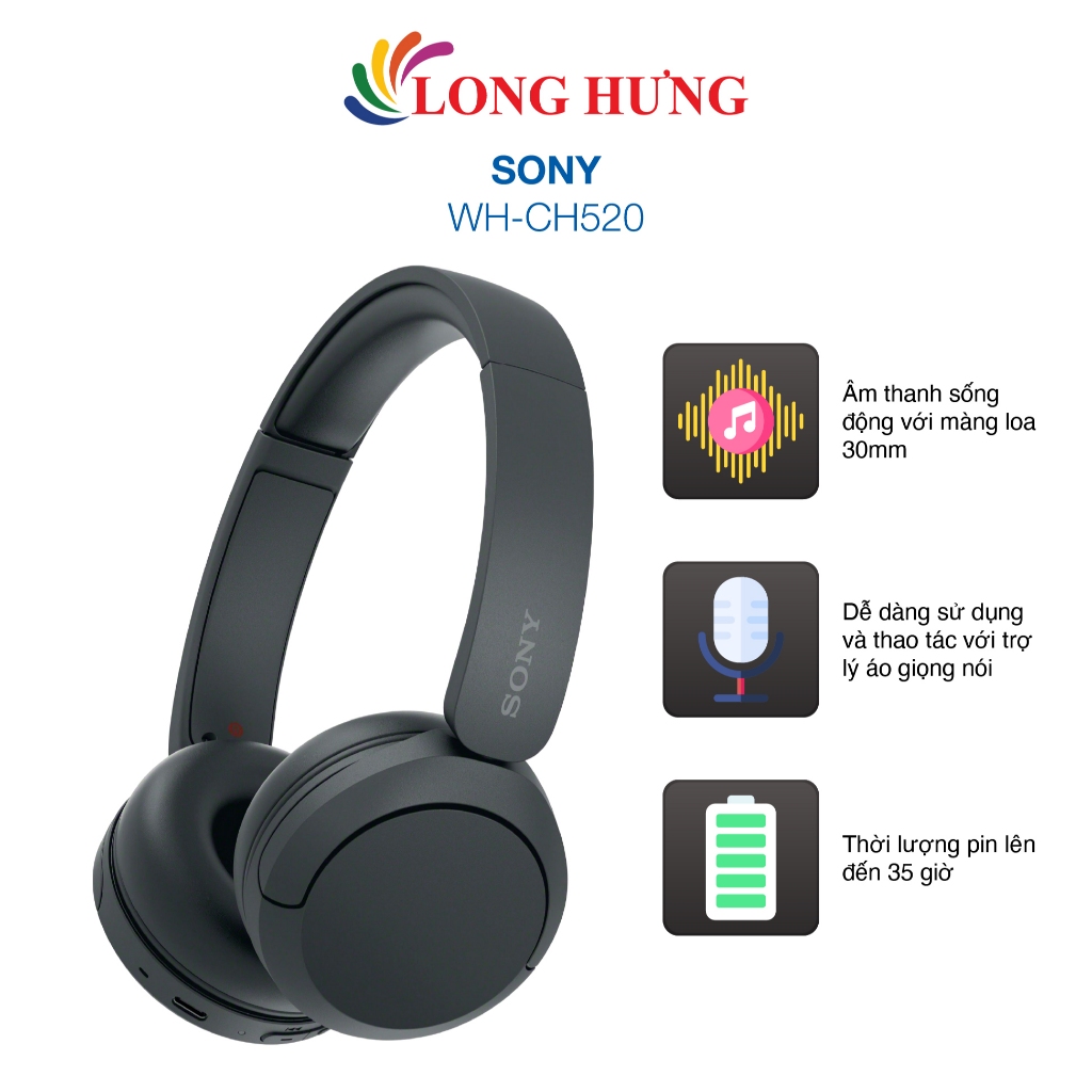 Tai nghe chụp tai Bluetooth Sony WH-CH520 - Hàng chính hãng | BigBuy360 - bigbuy360.vn