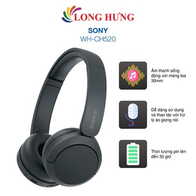 Tai nghe chụp tai Bluetooth Sony WH-CH520 - Hàng chính hãng
