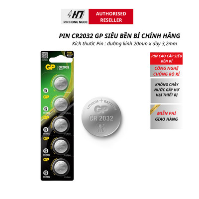Pin CR2032 GP hiệu điện thế 3V vỉ 5 viên chính hãng