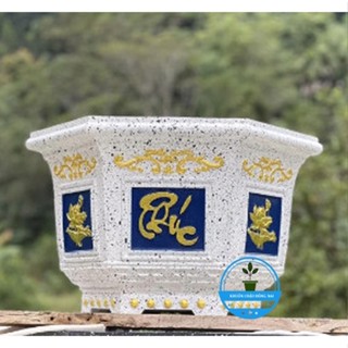 Khuôn đúc chậu cảnh ABS lục giác 45 cao 35 mẫu Hoa Sen - Phúc Lộc Thọ -  Cá Chép - Tài Lộc