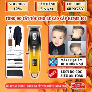 Tông Đơ Cắt Tóc Cho Bé Kemei J03, Tăng Đơ Cắt Tóc An Toàn Cho Bé, Lưỡi Sắc, Màn Hình Led, Độ Ồn Thấp