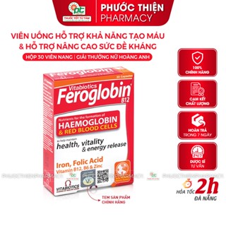 Viên uống bổ máu Bổ sung sắt Vitabiotics FEROGLOBIN B12 tăng miễn dịch Hộp 30 Viên