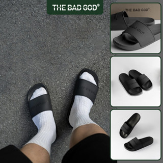 Dép Quai Ngang Nam Nữ The Bad God Basic X01 Chữ Đen, Dép Slipper Unisex Local Brand Đế PVC Êm Chống Trơn