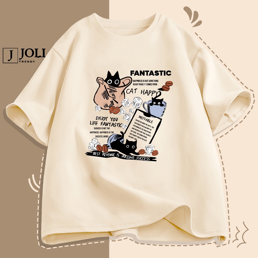Áo Thun Nam Nữ Unisex Tay Lỡ By JOLI Mã TN Mèo Playing C In Hình Chất Cotton Form Rộng Phong Cách Ulzzang J Joli Trendy | BigBuy360 - bigbuy360.vn