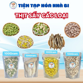 [100gr] Gà viên sấy khô , Gan vịt sấy khô , Cá hồi sấy khô , Viên rau xanh sấy khô , Thịt sấy khô tổng hợp