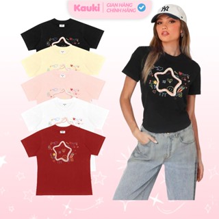 Áo baby tee họa sĩ ngôi sao form ôm cổ tròn 100% cotton 250gsm áo thun nữ KAUKI VN BBT11