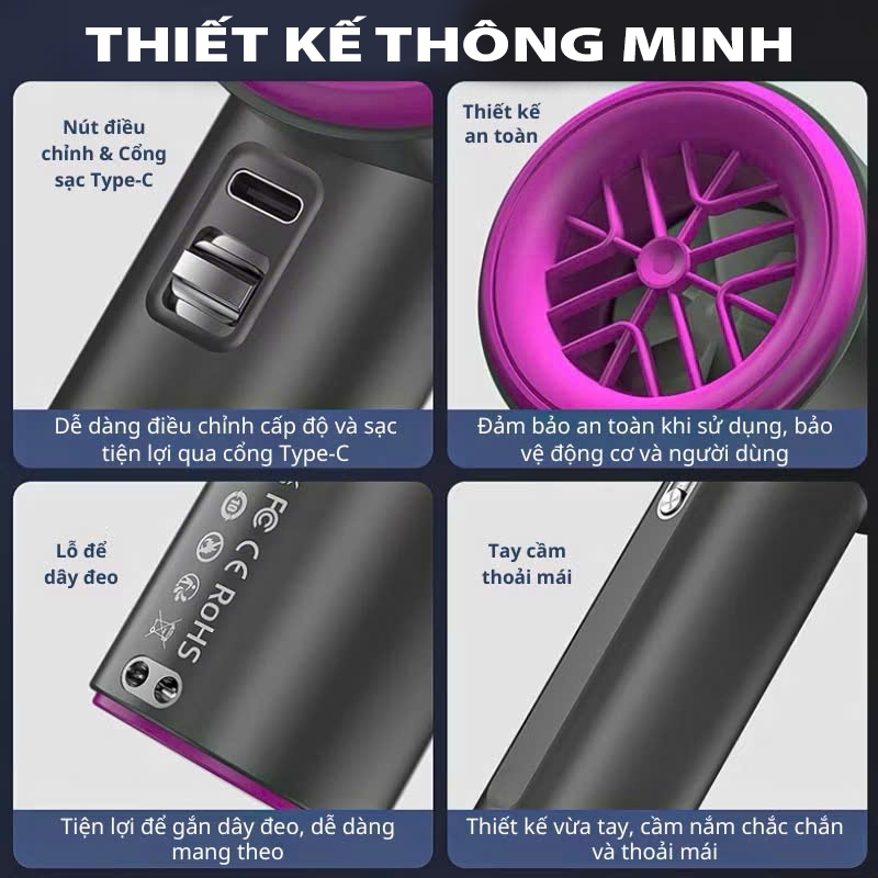 Quạt cầm tay mini M8 Pro 4000mAh gió mạnh 100 tốc độ di động có thể sạc turbo phản lực màn hình hiển thị pin | BigBuy360 - bigbuy360.vn