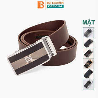 Thắt lưng nam da bò nguyên tấm Bụi leather - L111, màu nâu, mặt khóa tăng tự động thép không gỉ, BH 12 tháng