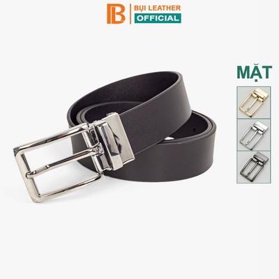 Thắt lưng nam Bụi Leather L112 da bò nguyên tấm-màu đen khóa cài