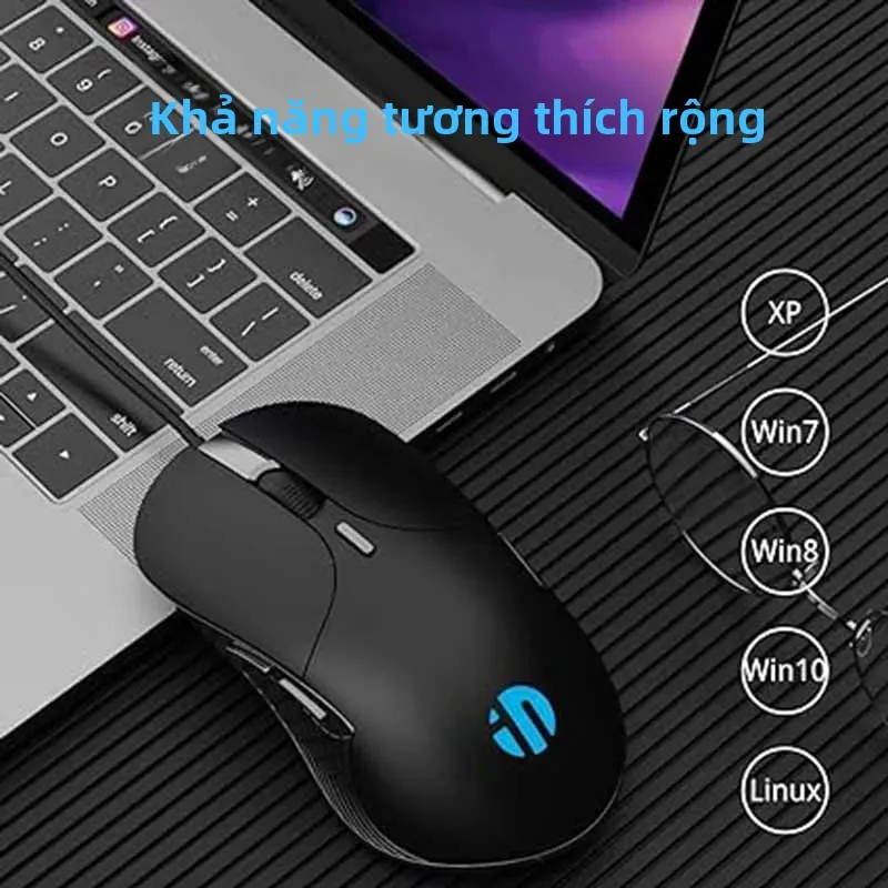Chuột có dây USB Inphic B2 thích hợp cho cả chơi game và văn phòng, DPI 7200, 6 nút, cầm đầm tay, bấ
