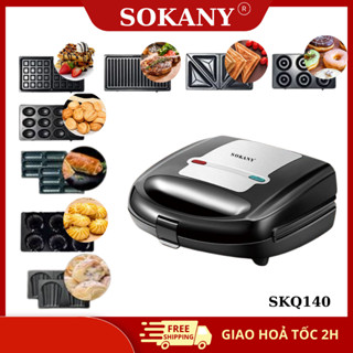  Máy kẹp nướng bánh mì SOKANY công suất lớn 750W 8 khuôn nướng chống dính cao cấp hệ thống đèn báo thông minh 