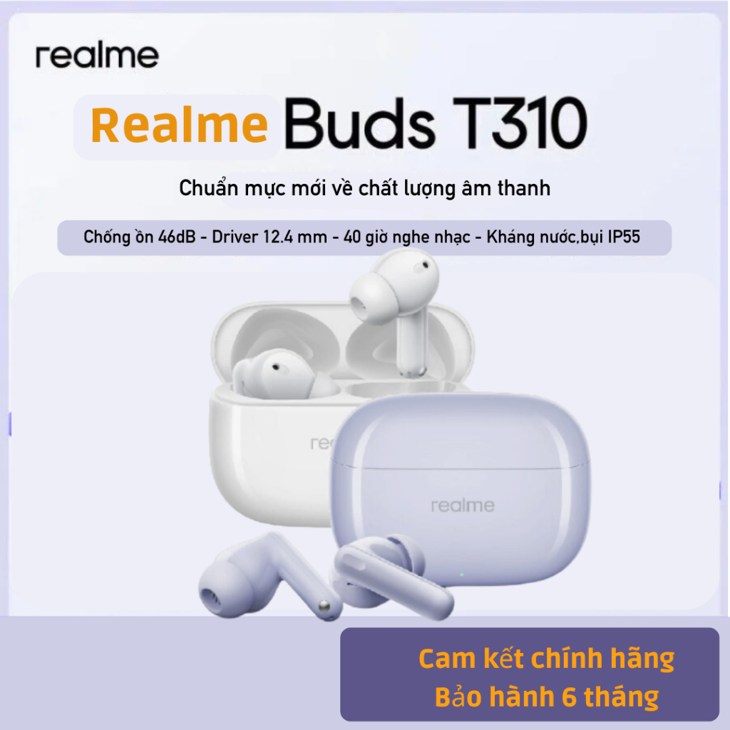 Tai Nghe Bluetooth REALME  T310 5.3 TWS Không Dây Chống Ồn 30dB Pin 40 Giờ | BigBuy360 - bigbuy360.vn