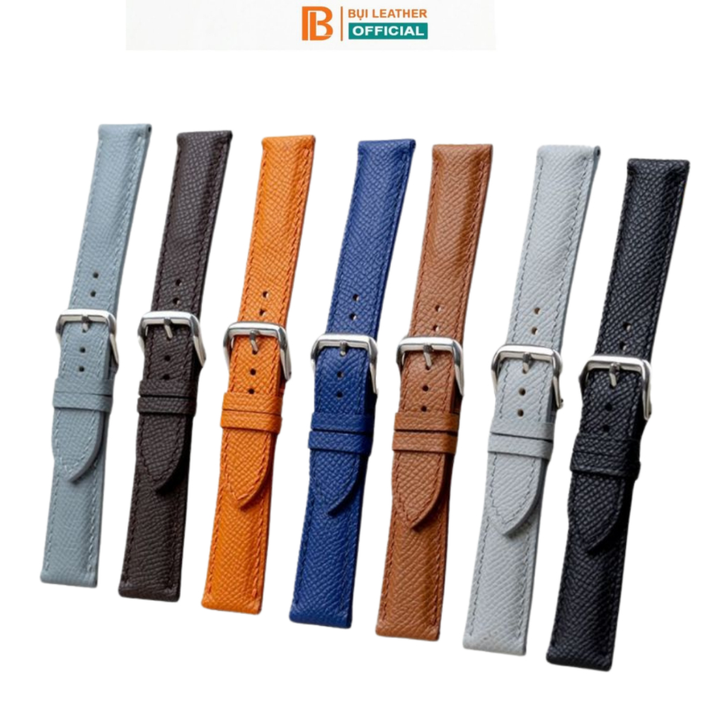 Dây đồng hồ nam da cá sấu- da bò- da saffiano- da sáp- khâu tay thủ công D999 size 18mm, 20mm, 22mm,