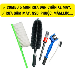 COMBO 5, Dụng Cụ Rửa Xe Tại Nhà (CỌ LAZANG 35CM + BÀN CHẢI CƯỚC + BÀN CHẢI SÊN 3D + 1 CỌ + BÀN CHẢI NHỎ)