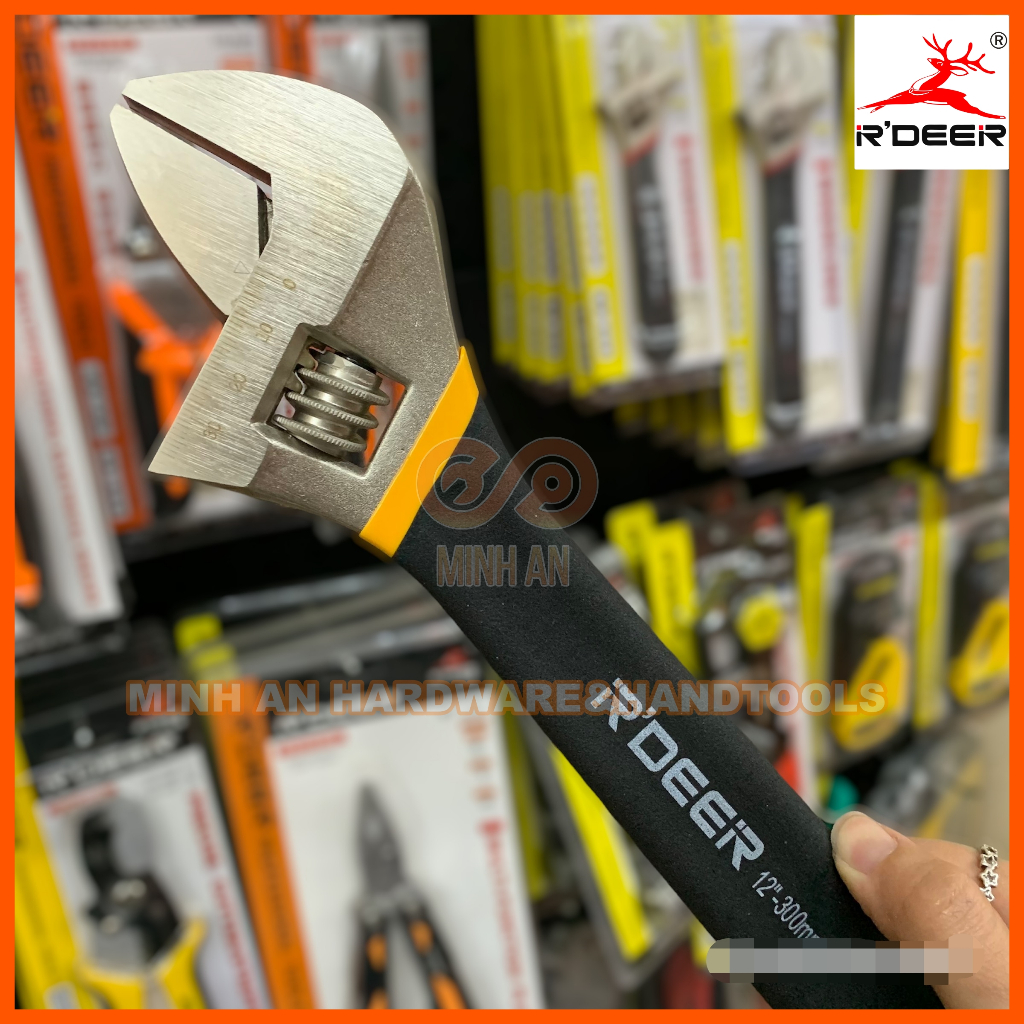 Mỏ lết 12"/300mm [CHÍNH HÃNG] R'DEER thép hợp kim CRV bền bỉ cao cấp - tay cầm bọc dạ chống trượt