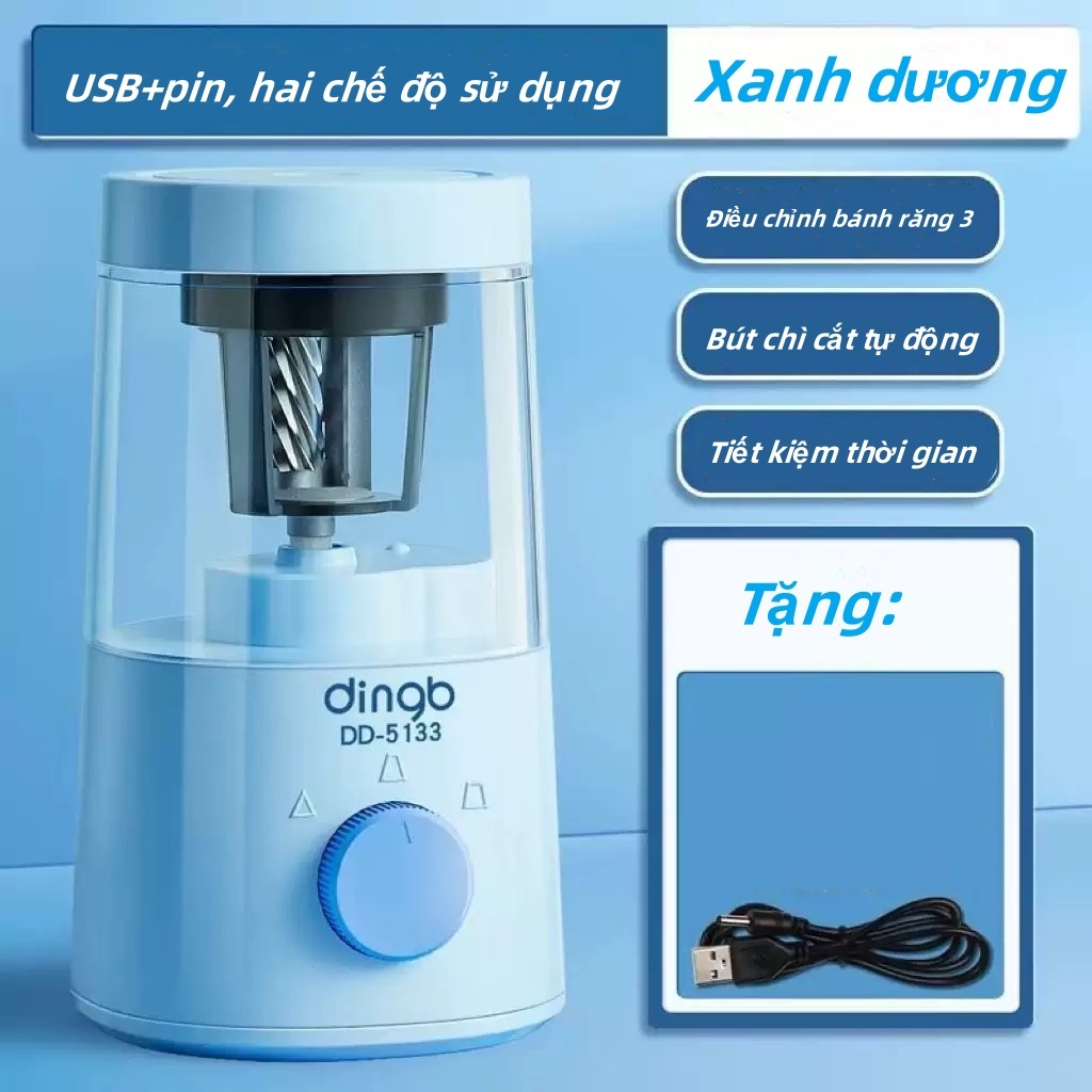 （HOT）Gọt bút chì điện tự động, máy mài bút chì tự động học sinh chạy bằng PIN+USB cao cấp, gọt bút c