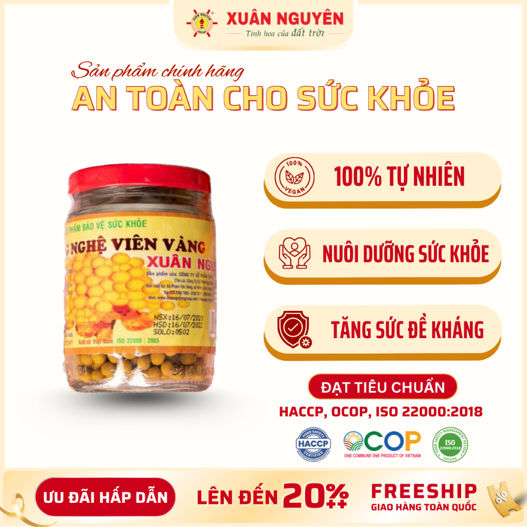 Viên nghệ vàng mật ong lọ nguyên chất Xuân Nguyên 100gr
