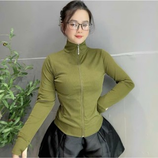 Áo Khoác Nữ, Chất Thun Tăm Lạnh, Cổ Lọ, Dáng Dài, 4 Túi. Treding xu hướng áo khoác ủ kem. Mã TĂM CỔ