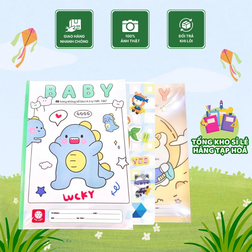 SỈ 10 QUYỂN VỞ 4 Ô LY HẢI TIẾN 48 TRANG BABY CAO CẤP
