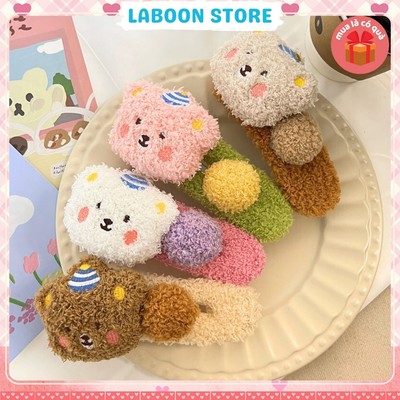 Kẹp tóc gấu bông mềm mại dễ thương, kẹp tóc mỏ vịt LABOON làm quà tặng cho nàng
