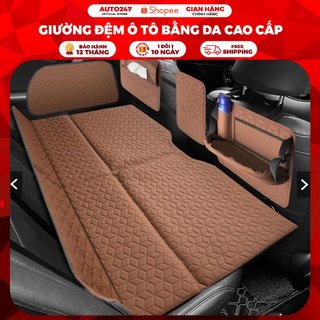 Giường đệm 6 lớp ghế sau ô tô bằng da cao cấp, Giường nệm xe hơi bằng da gấp gon thông minh Auto247 SKU023
