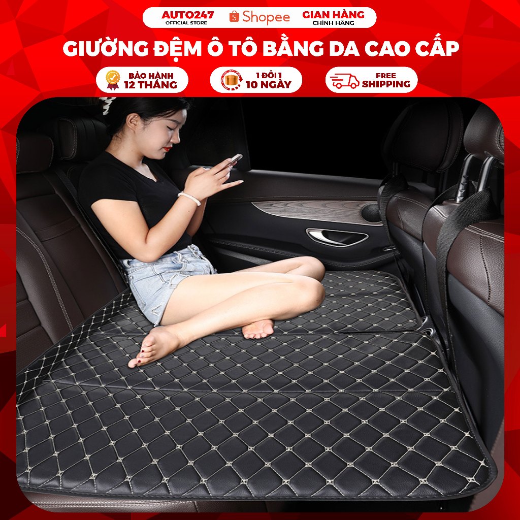 Giường đệm 5D ghế sau ô tô bằng da cao cấp