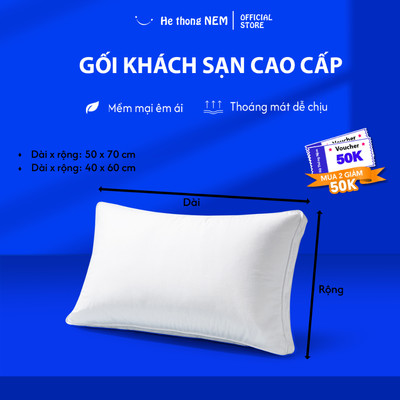 Gối lông vũ khách sạn He thong NEM cao cấp Ruột gối nằm ngủ lông vũ 50x70 chuẩn khách sạn 5 sao cao cấp siêu êm ái