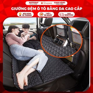 Giường đệm 6 lớp ghế sau ô tô bằng da cao cấp, Nệm xe hơi bằng da gấp gon thông minh Auto247 SKU15