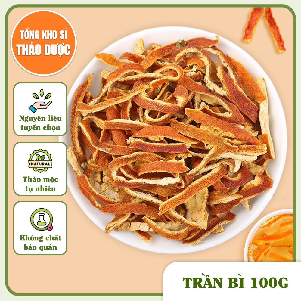 Trần bì 100g, vỏ quýt sấy khô, sạch, thơm, pha trà, làm mứt, hỗ trợ giảm ho, tiêu đờm