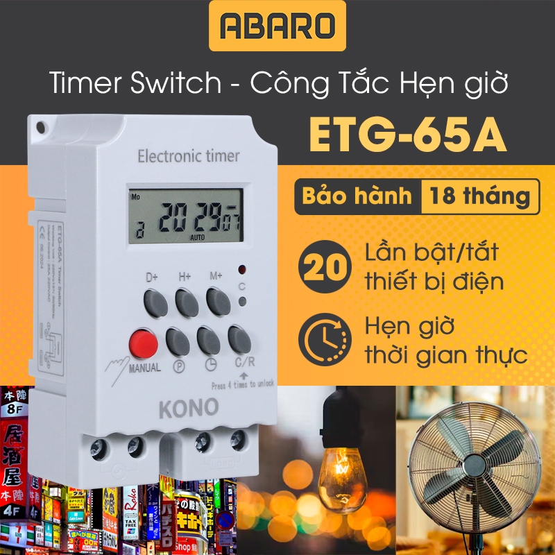 Công Tắc Hẹn Giờ KONO ETG-65, Hẹn Giờ Bật Tắt Thiết Bị Tự Động, Tiện Lợi, Tiết Kiệm Điện Năng