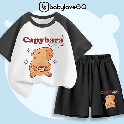 Đồ bộ bé trai BabyloveGO bộ quần áo Capybara mùa hè chất thun cotton thoáng mát cho bé
