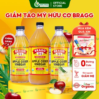 [CHÍNH HÃNG + QUÀ] Giấm Táo Hữu Cơ Mỹ Bragg Có Giấm Cái - Dấm Táo Detox Eatclean Việt Thái Organic