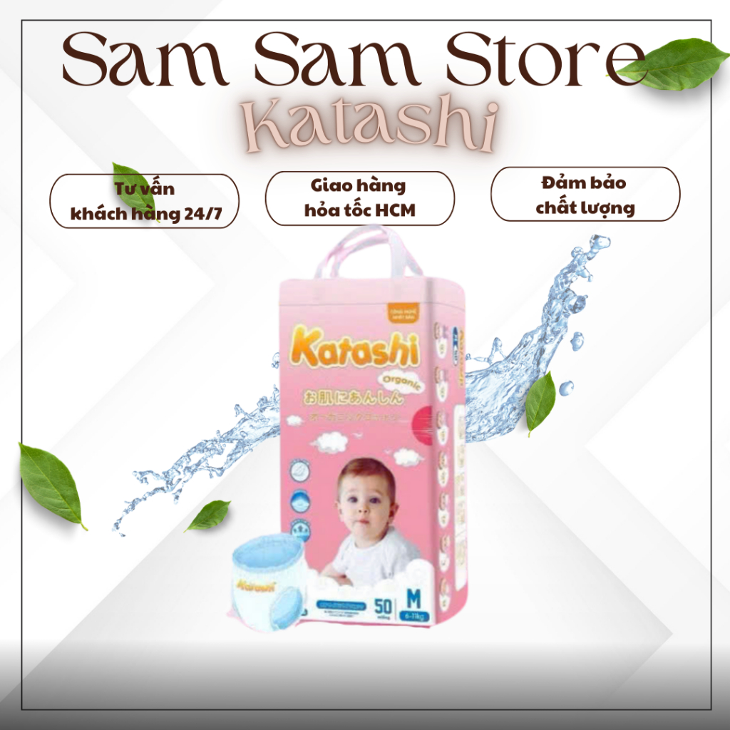 Tã/Bỉm KATASHI organic Nhật ngừa hăm hiệu quả dán/quần đủ size M50/L50/XL50/XXL50/XXXL50/4XL50/5XL50