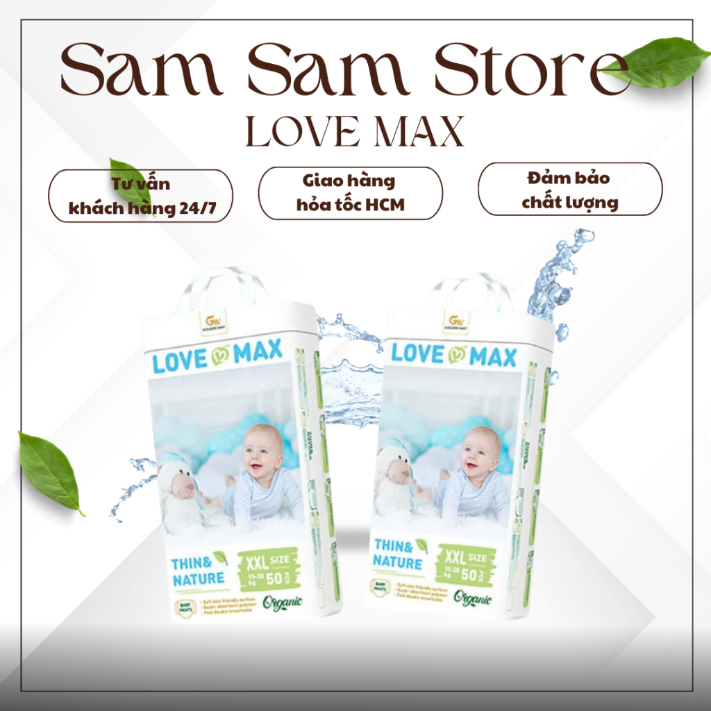 Tã Bỉm LOVEMAX Cao cấp Dán/Quần Szie S50,M50, L50,XL50,XXL50/3XL50/4XL50