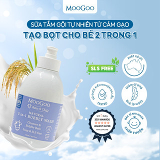   MooGoo  Sữa Tắm Gội Tự Nhiên 2in1 Bubbly Wash 500ml Từ Cám Gạo Cho Bé Không Chứa SLS & Paraben 