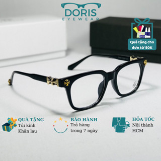 Gọng Kính Cận Vuông CH 2273 DORIS Mắt Kính Thời Trang Họa Tiết Kim Loại Dành Cho Nam Nữ