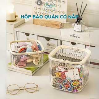 Hộp Đựng Đồ Mini, Thùng Rác Để Bàn Bách Hội Hộp Đựng Phụ Kiện Có Nắp Bấm Đựng Đồ Đa Năng