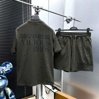 Đồ bộ quần áo nam mùa hè PB cotton in chữ D2 vảy sơn loang hai mặt cổ bo dày dặn boy phố BH265P