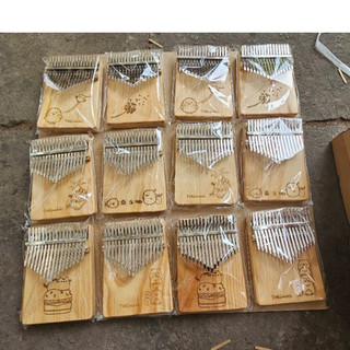Đàn kalimba gỗ giá rẻ 17 phím GOGOM khắc hình lazer bền bỉ âm thanh vang chuẩn tặng Túi đựng đàn kalimba