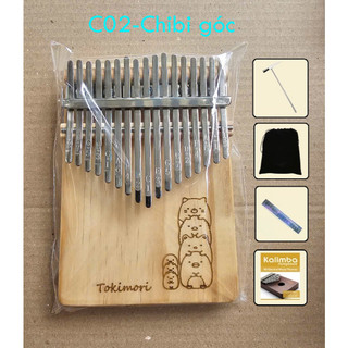 Đàn kalimba gỗ giá rẻ 17 phím GOGOM khắc hình lazer bền bỉ âm thanh vang chuẩn tặng Túi đựng đàn kalimba
