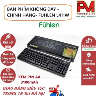 Bàn phím không dây và có dây Wireless Fuhlen L411w Tặng kèm Pin  Tuổi thọ 20 triệu nhấn_Chính hãng