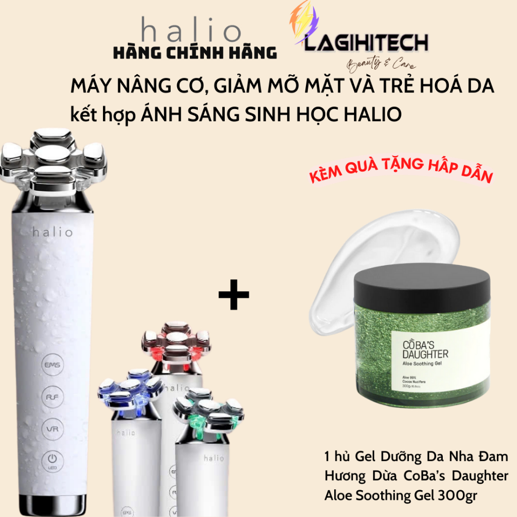 Máy Nâng Cơ, Giảm Mỡ Mặt & Trẻ Hoá Da kết hợp Ánh Sáng Sinh Học Halio RevitaWave Skin Rejuvenator - 