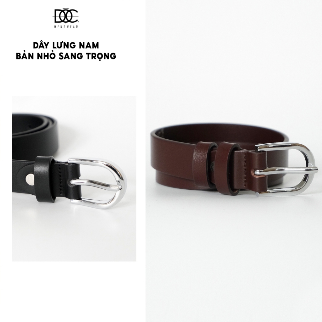 Thắt lưng da nam khoá lỗ kim bản nhỏ Độc menswear