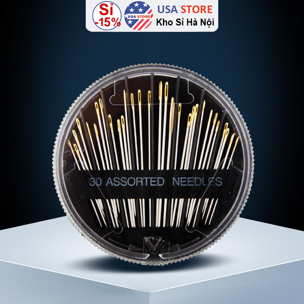 Set 30 Kim Khâu May Vá Đủ Size Thép Loại 1 (Hộp Đen Xoay)