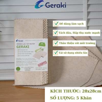 Khăn Lau XƠ MƯỚP Đa Năng GERAKI Siêu thấm hút, tách dầu, làm sạch mọi bề mặt, phòng bếp, gương kính